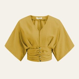 Commense Cotton & Linen Kimono Sleeve Button Top size small